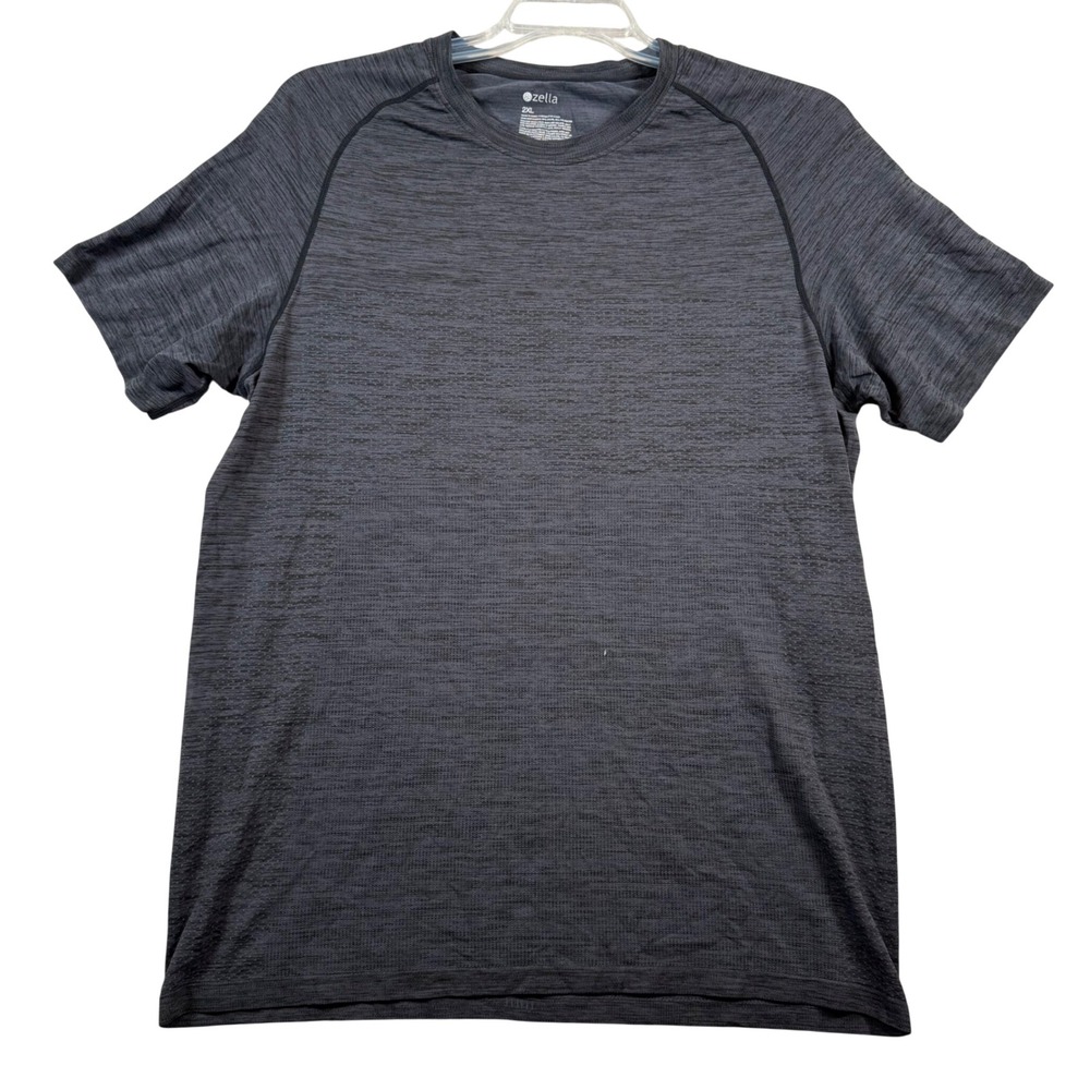 Zella Mens Athletic TShirt Heathered Dark Gray Short Sleeve Crew Neck Size 2XL